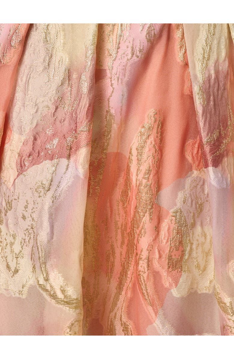 Aidan Mattox Strapless Floral Print Metallic Jacquard Gown, Alternate, color, Coral Multi