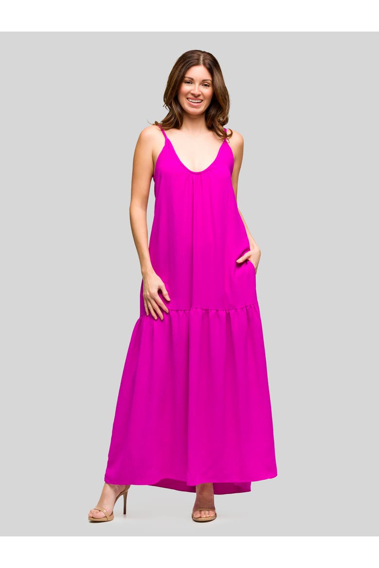 Lightweight Spaghetti Strap Pocket Maxi Dress, Main, color, Magenta