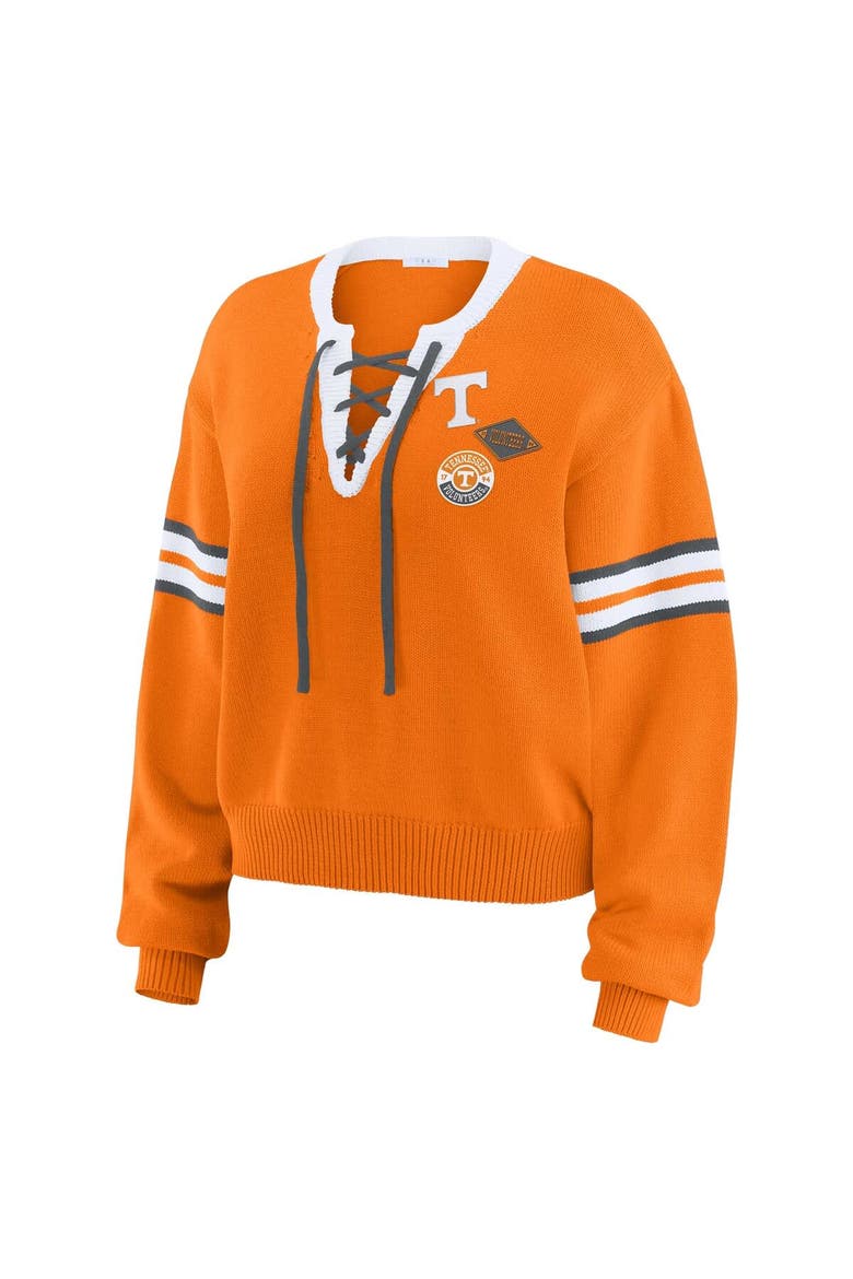 Women's WEAR by Erin Andrews Tennessee Orange Tennessee Volunteers Lace-Up Pullover Sweater, Alternate, color, Tennessee Orange