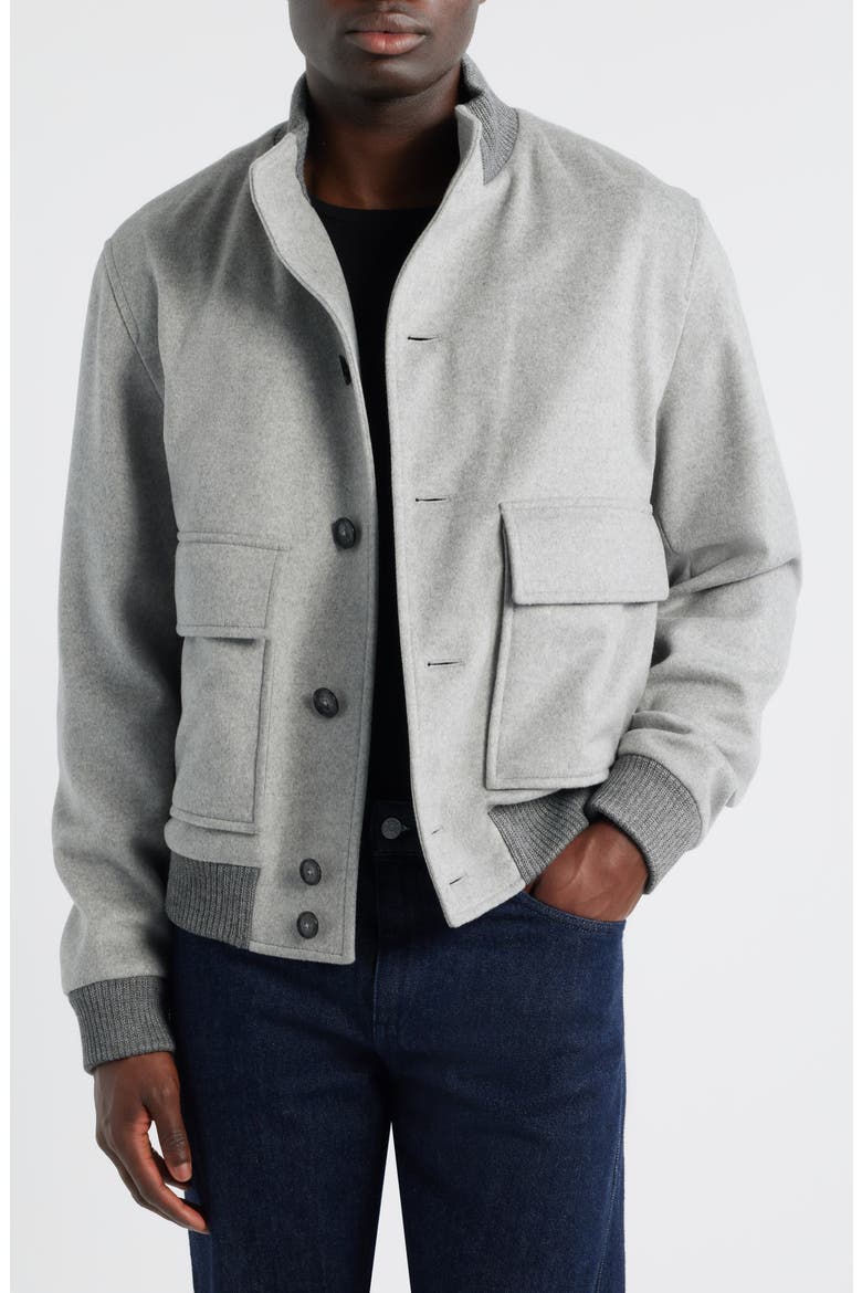 Charly Wool & Cashmere Melton Button-Up Jacket, Main, color, SILVER