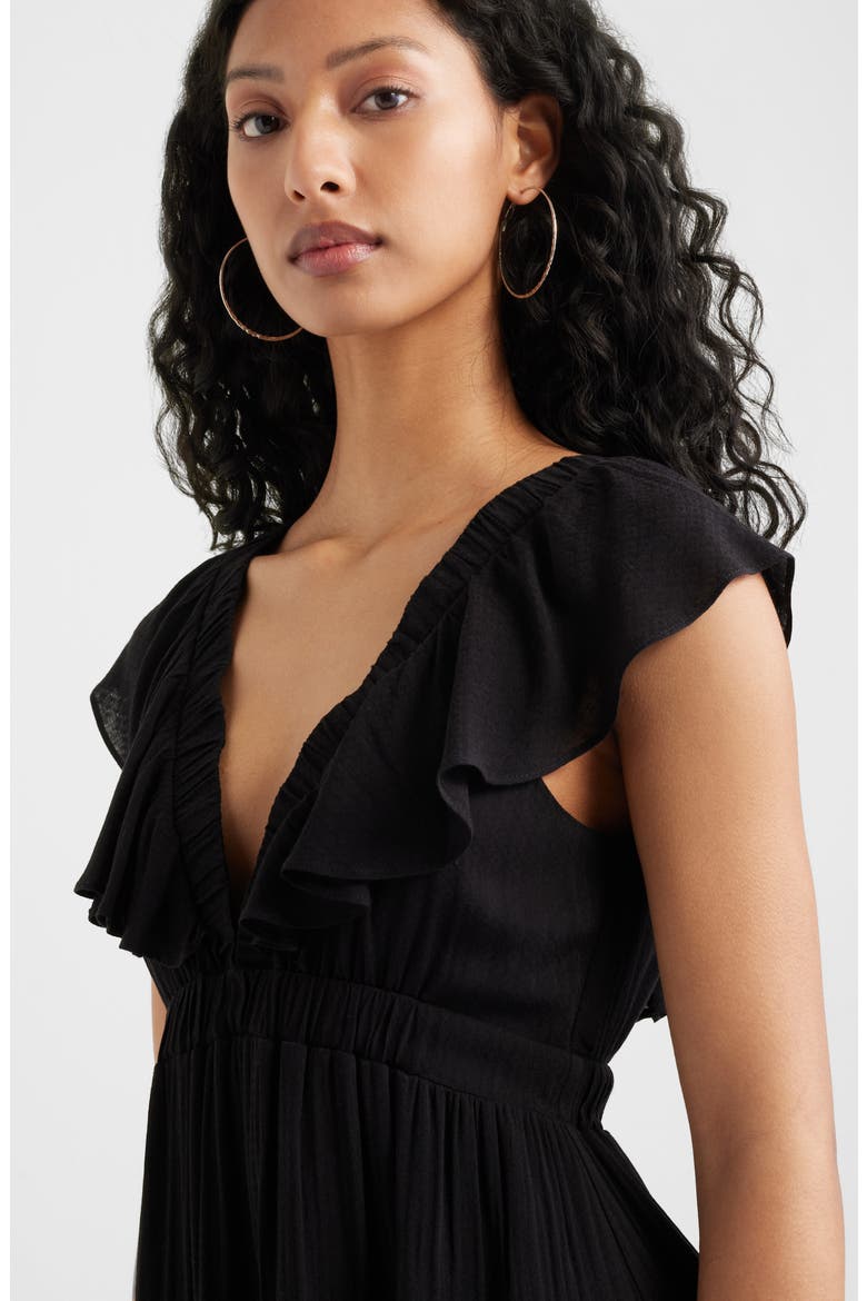 Ruffle Trim Minidress, Alternate, color, BLACK