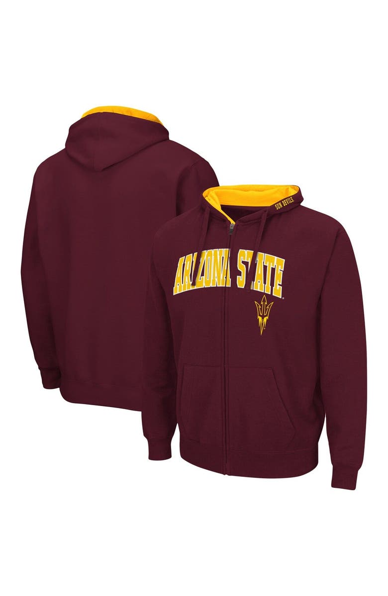 COLOSSEUM Men's Colosseum Maroon Arizona State Sun Devils Arch & Logo 3.0 Full-Zip Hoodie, Main, color, Maroon