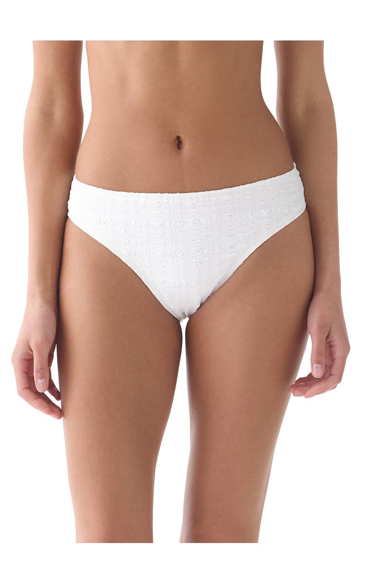 Kate Spade New York Seersucker High Cut Bikini Bottom Swimsuit, Main, color, White