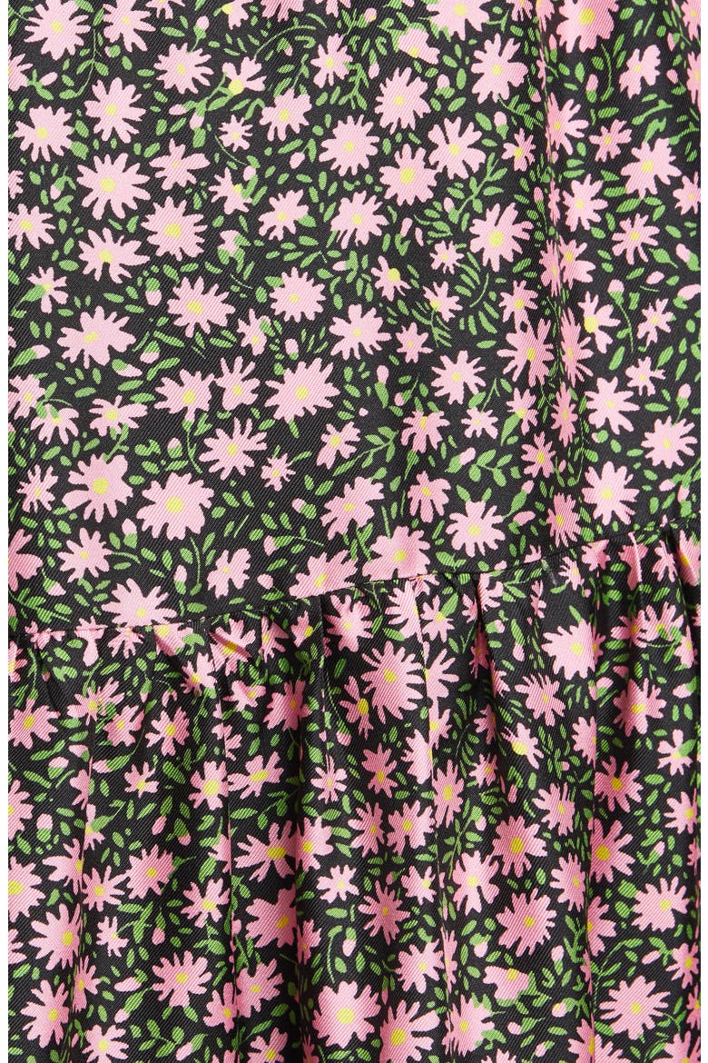 LaDouble J Bellini Floral Print Silk Twill Long Sleeve Maxi Shirtdress, Alternate, color, DAISY