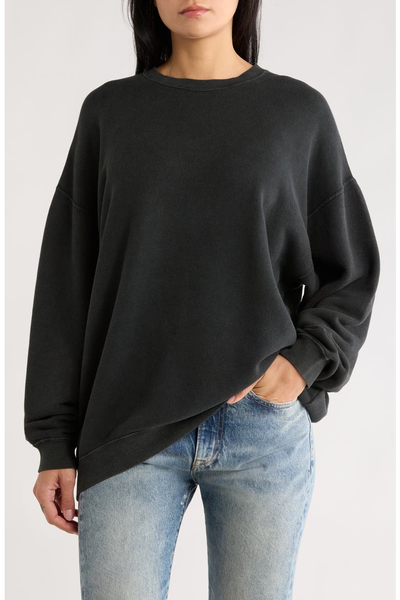 Oversize Cotton Blend Sweatshirt, Main, color, ACID BLACK