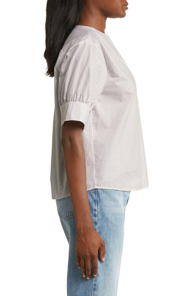 FRAME Stripe Split Neck Organic Cotton Popover Top, Alternate, color, 