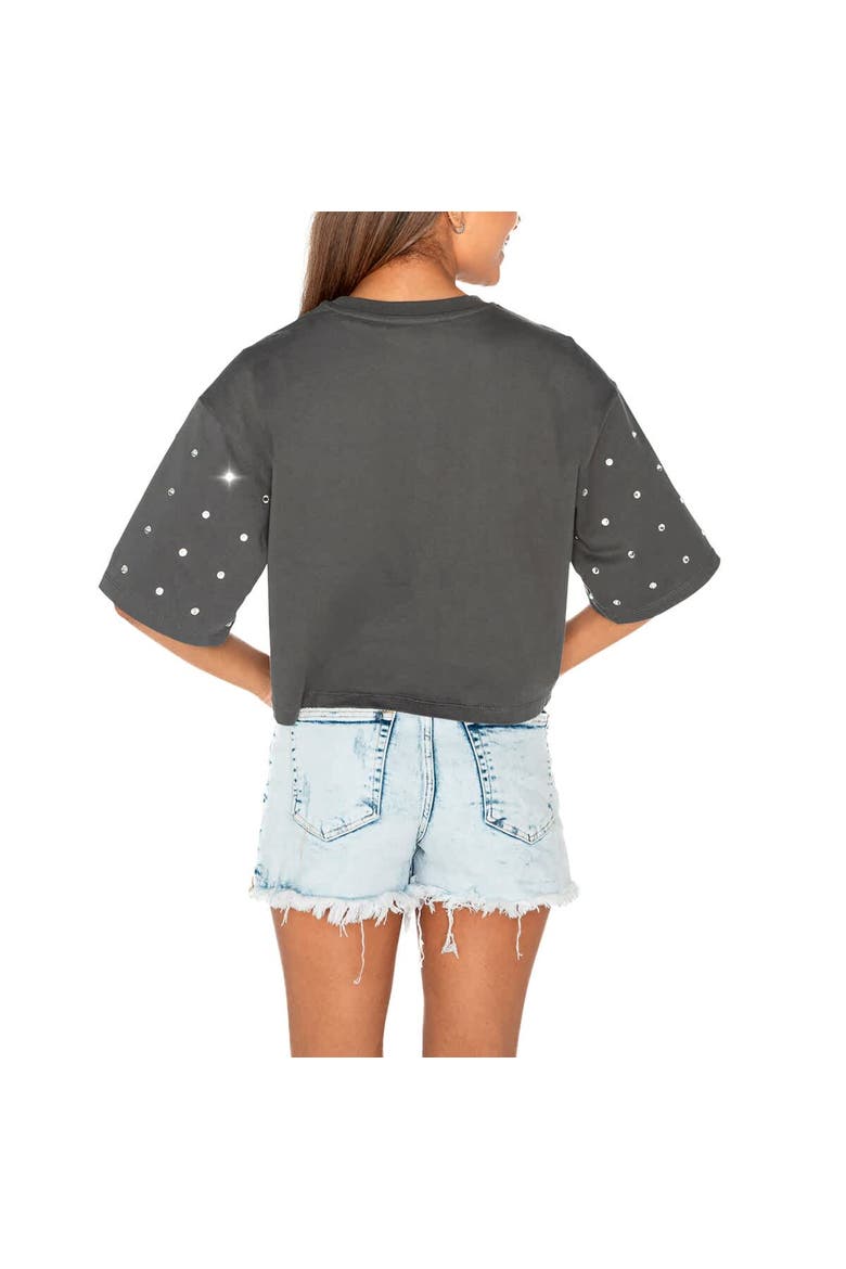 Women's Gameday Couture Gray North Carolina Tar Heels Go Time Rhinestone Crop T-Shirt, Alternate, color, Gray