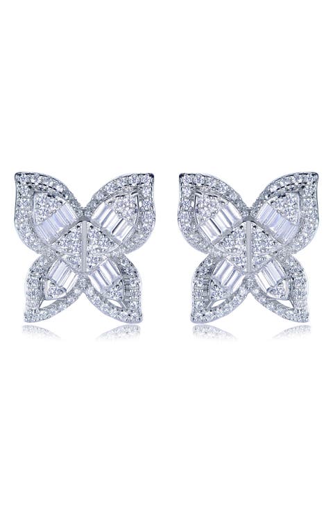 Cubic Zirconia Butterfly Stud Earrings