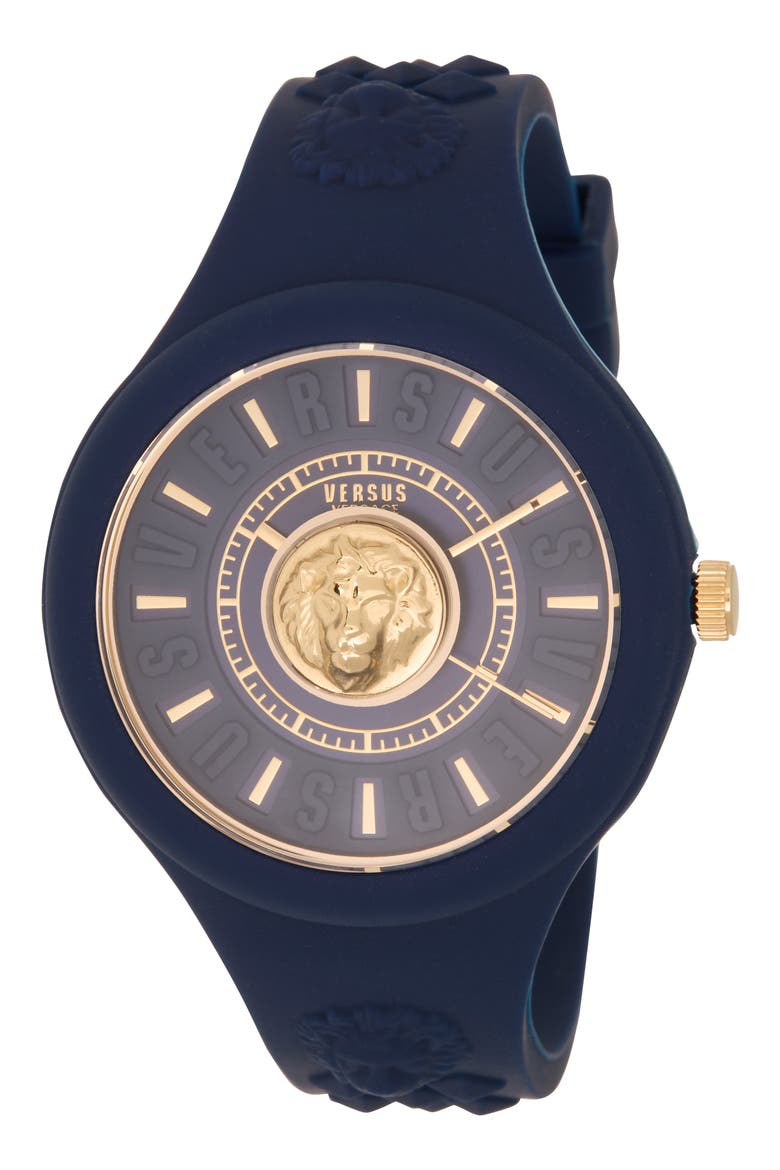 Women's Fire Island Lion Silicone Strap Watch, 39mm, Main, color, BLUE