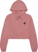 Dalix Black Cat Cropped Fleece Hoodie