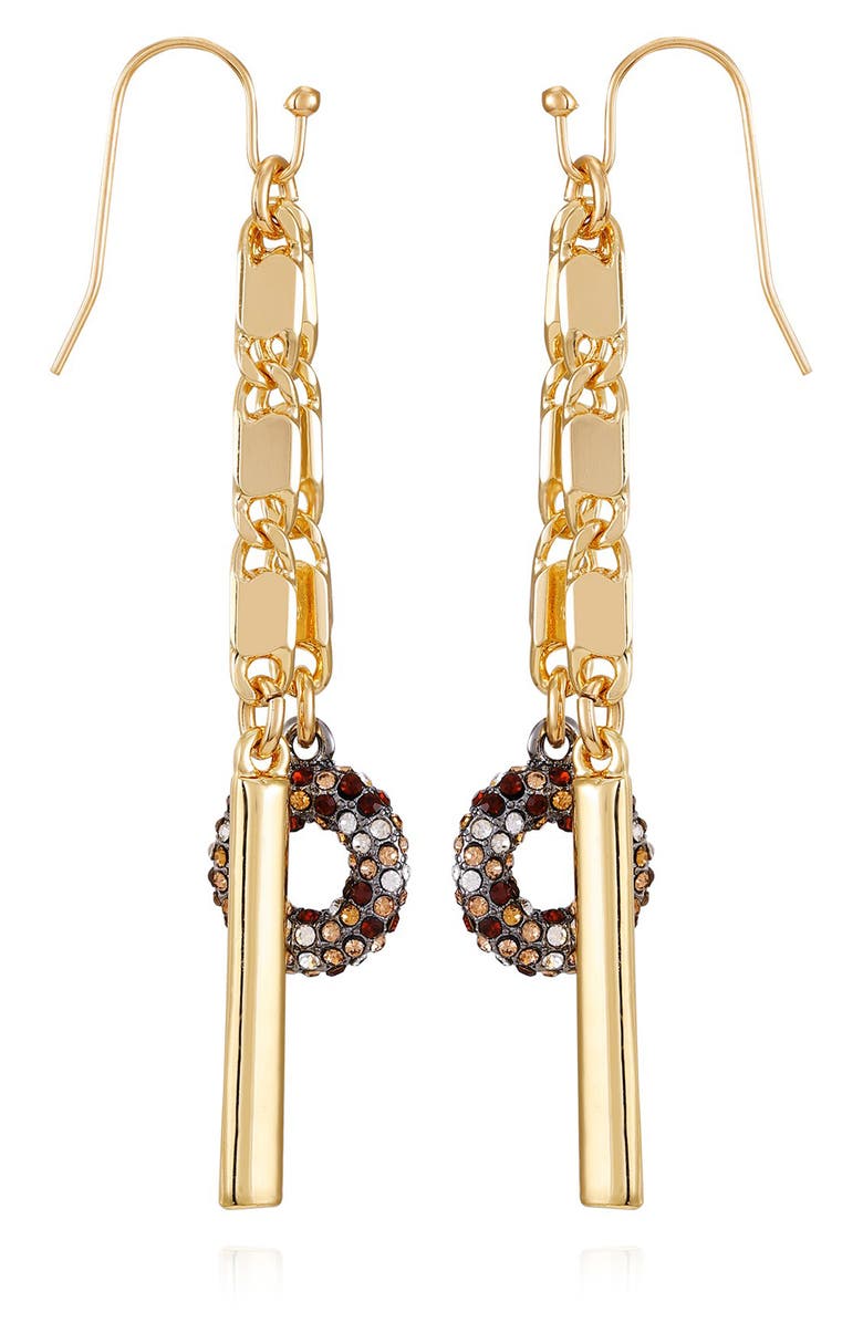 Vince Camuto Pavé Crystal Drop Earrings, Alternate, color, Gold Tone