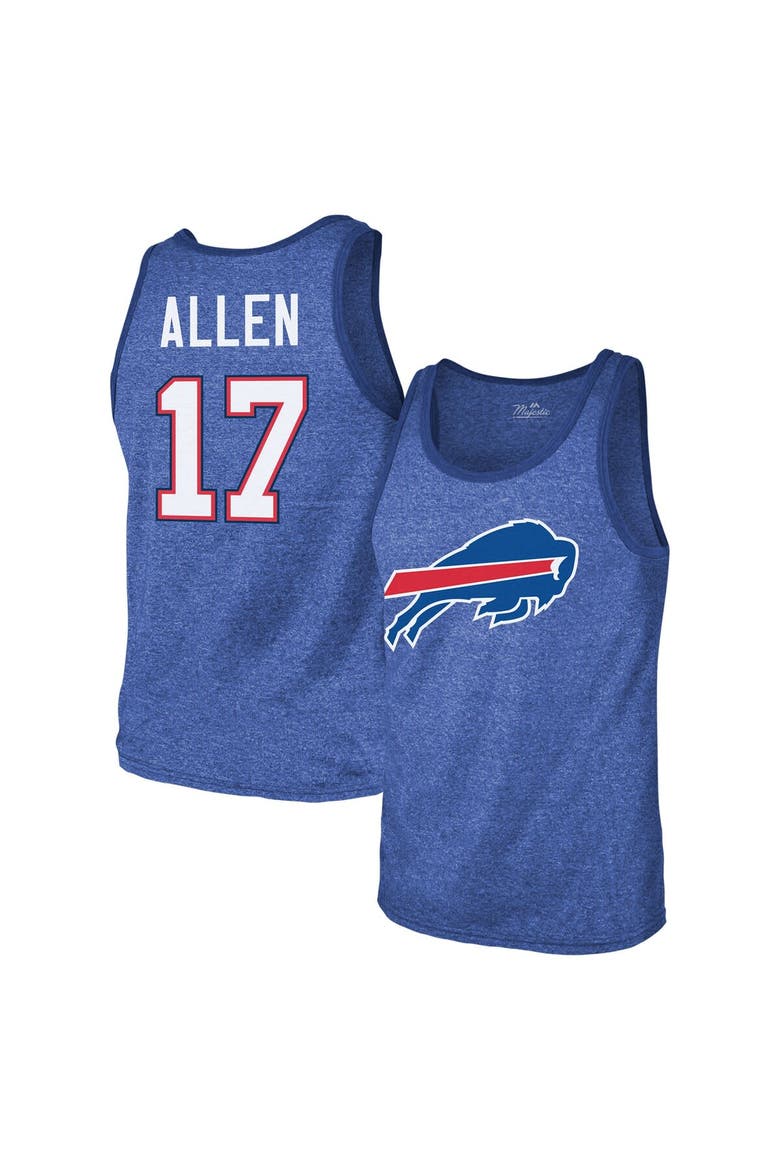 Men's Majestic Threads Josh Allen Royal Buffalo Bills Tri-Blend Player Name & Number Tank Top, Main, color, Royal