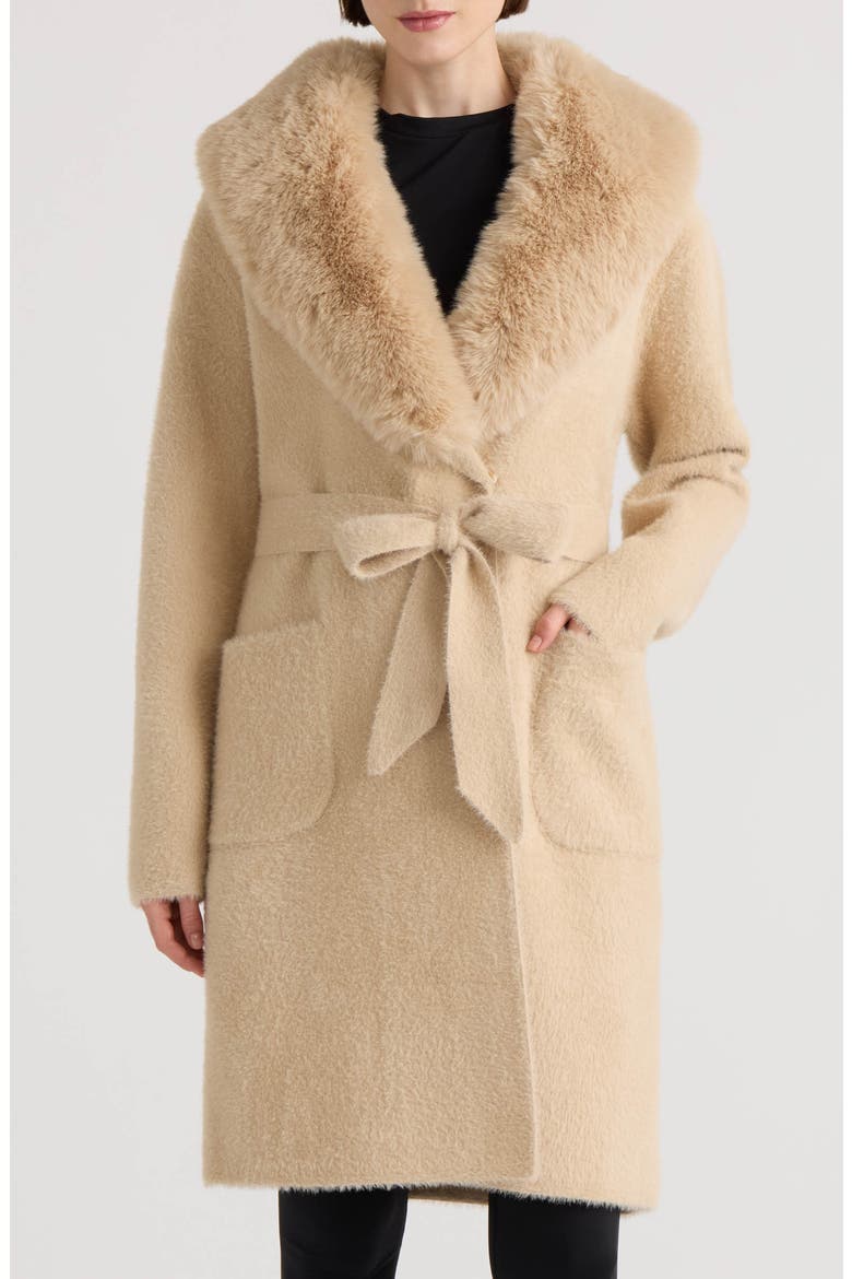 Belted Sailor Collar Coatigan, Main, color, LIGHT CAMEL