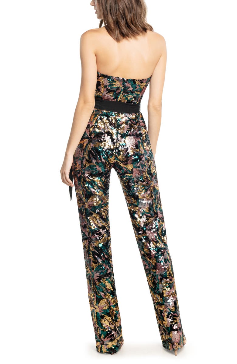 Dress the Population Andy Sequin Strapless Jumpsuit, Alternate, color, 