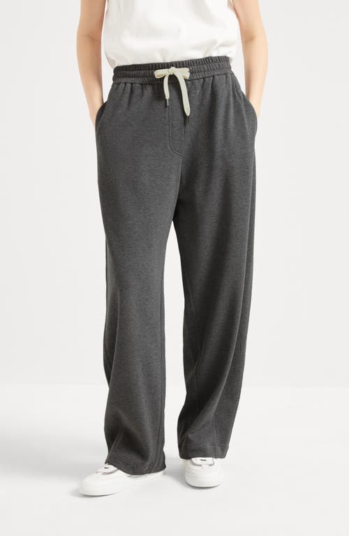 Brunello Cucinelli Pique Track Trousers In Lead