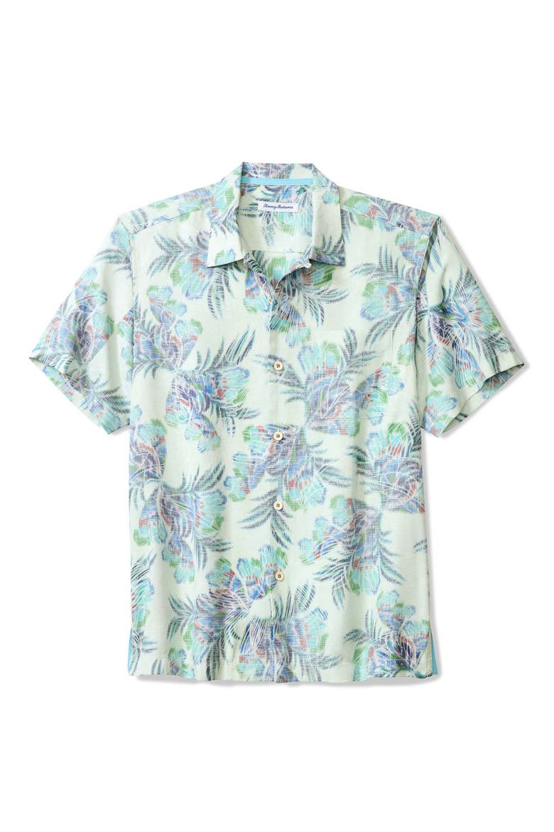 Mirante Mirage Floral Silk Camp Shirt, Alternate, color, VANILLA ICE
