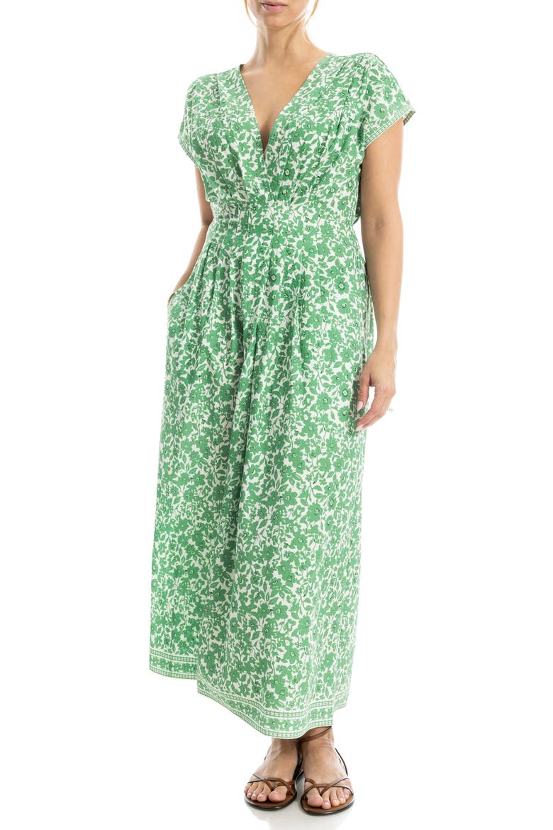 maxi dress with cap sleeves Floral Cap Sleeve Maxi Dress With Slit