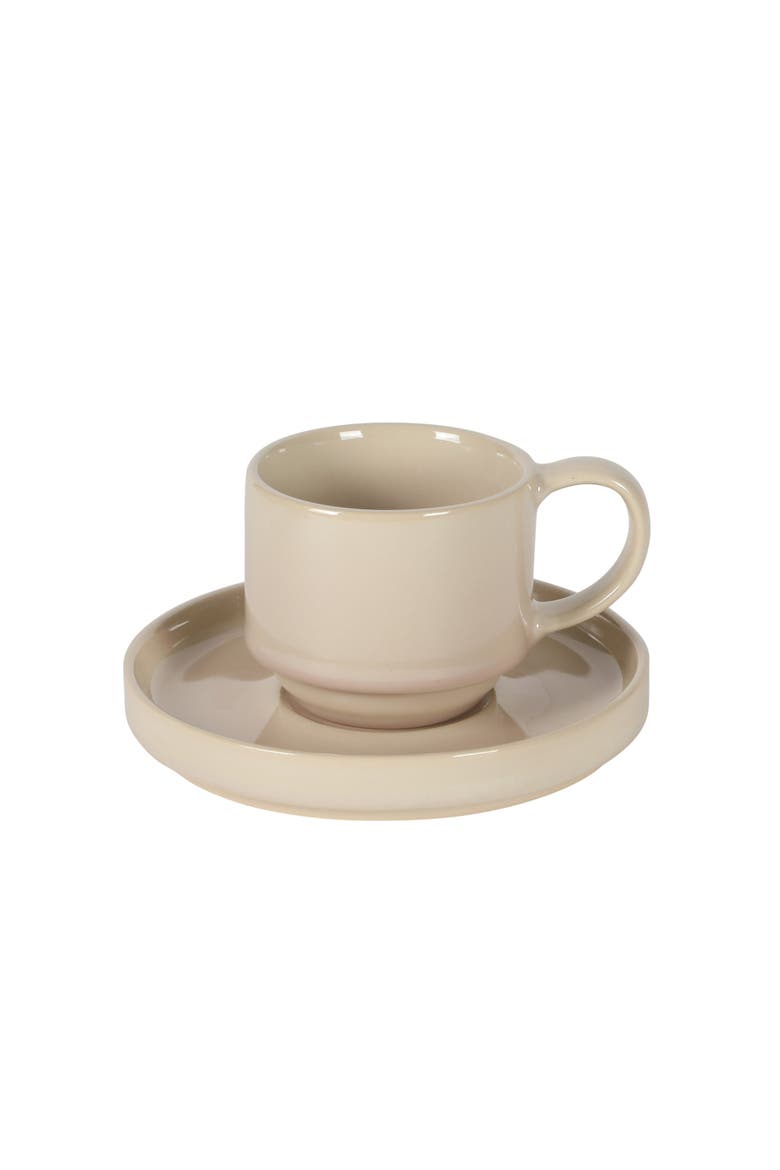 Gibson Elite Sunrise Hills Stackable Stoneware Cup and Saucer Set