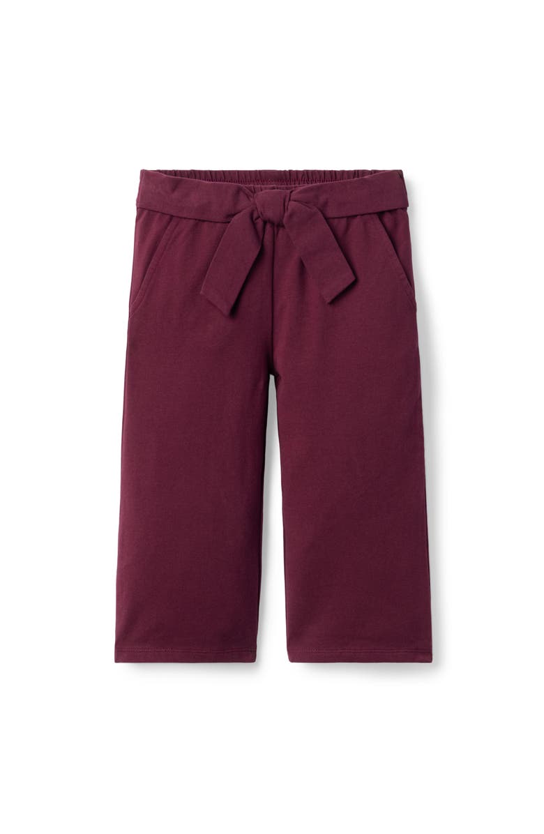 Janie and Jack Wide Leg Tie Waist Pant, Main, color, Burgundy