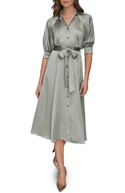 Short Sleeve Satin Shirtdress