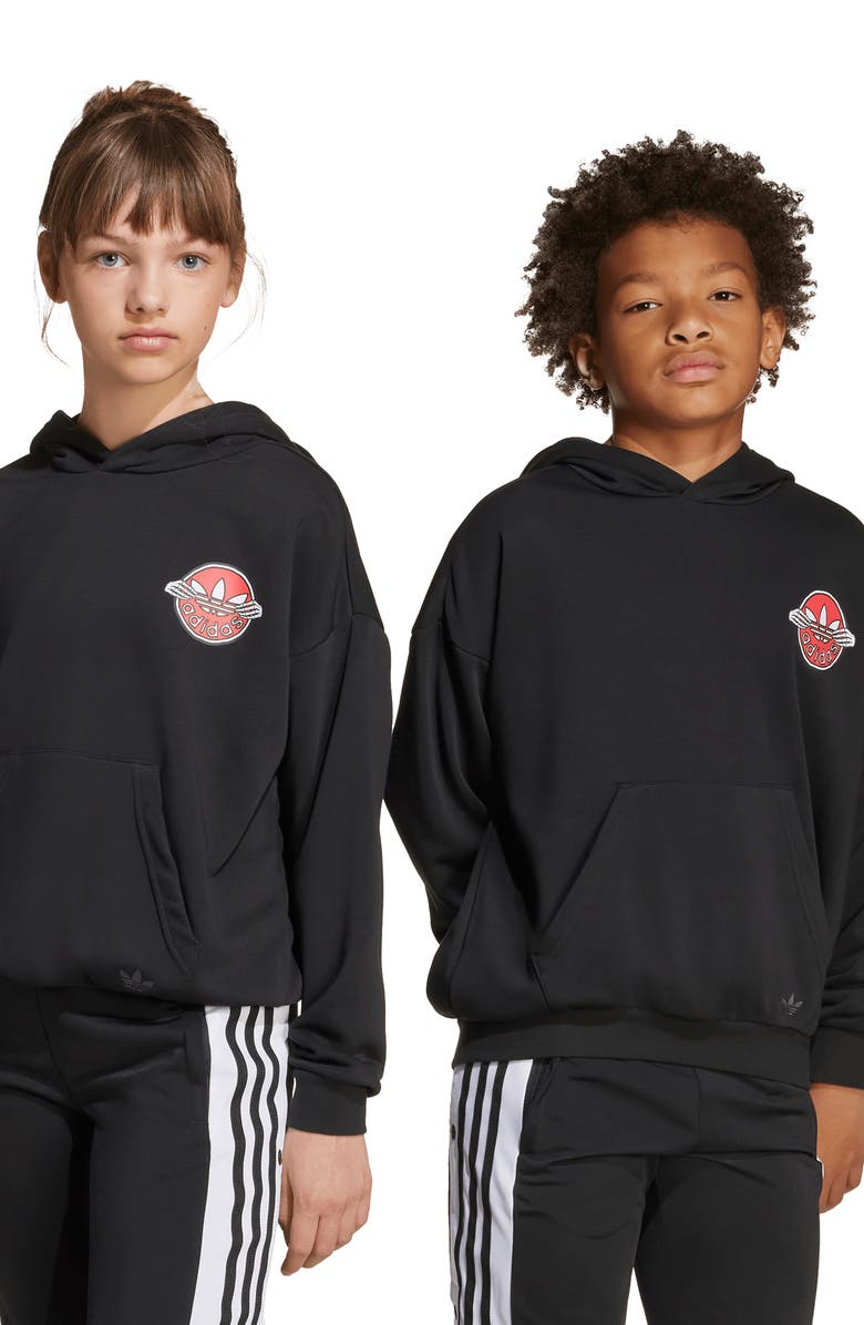 adidas Kids' Skeleton Logo Hoodie, Alternate, color, Black