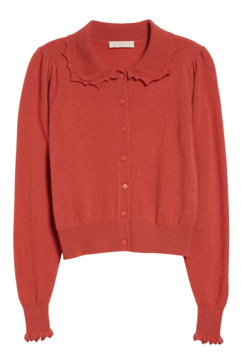 Kalila Collared Cashmere Cardigan, Alternate, color, CORAL