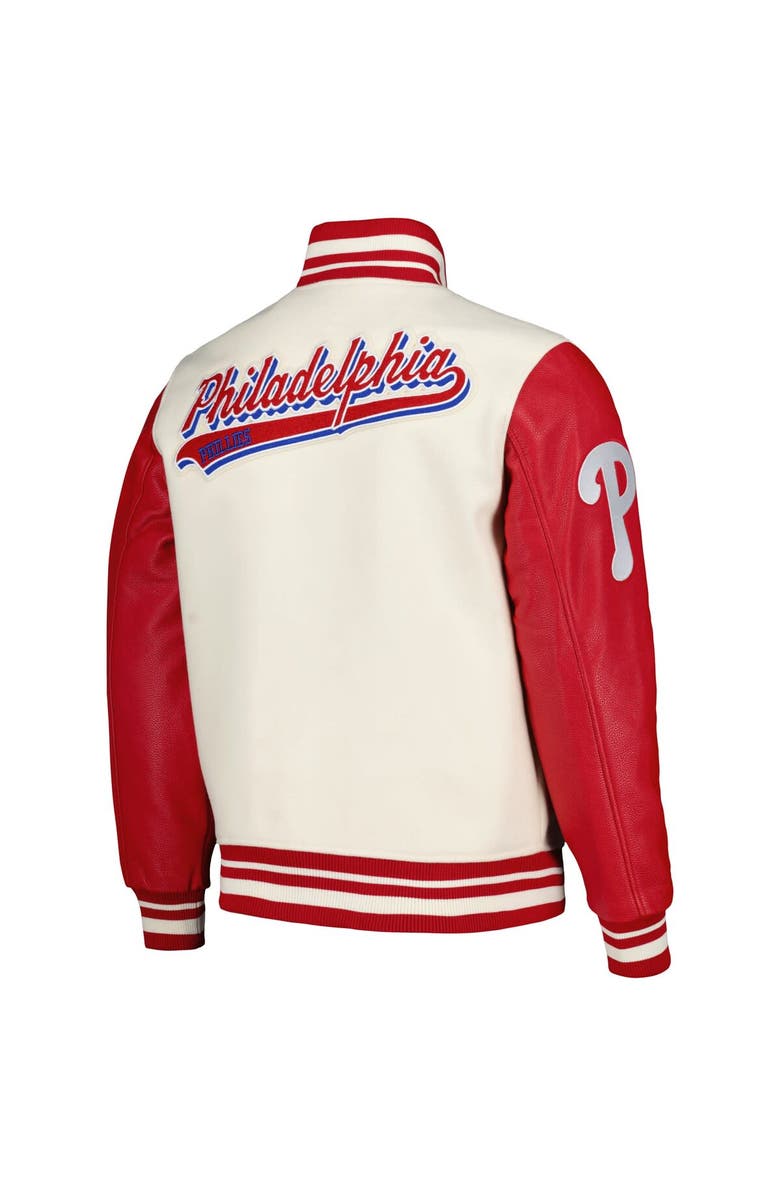 PRO STANDARD Men's Pro Standard Cream Philadelphia Phillies Script Tail Wool Full-Zip Varity Jacket, Alternate, color, Cream