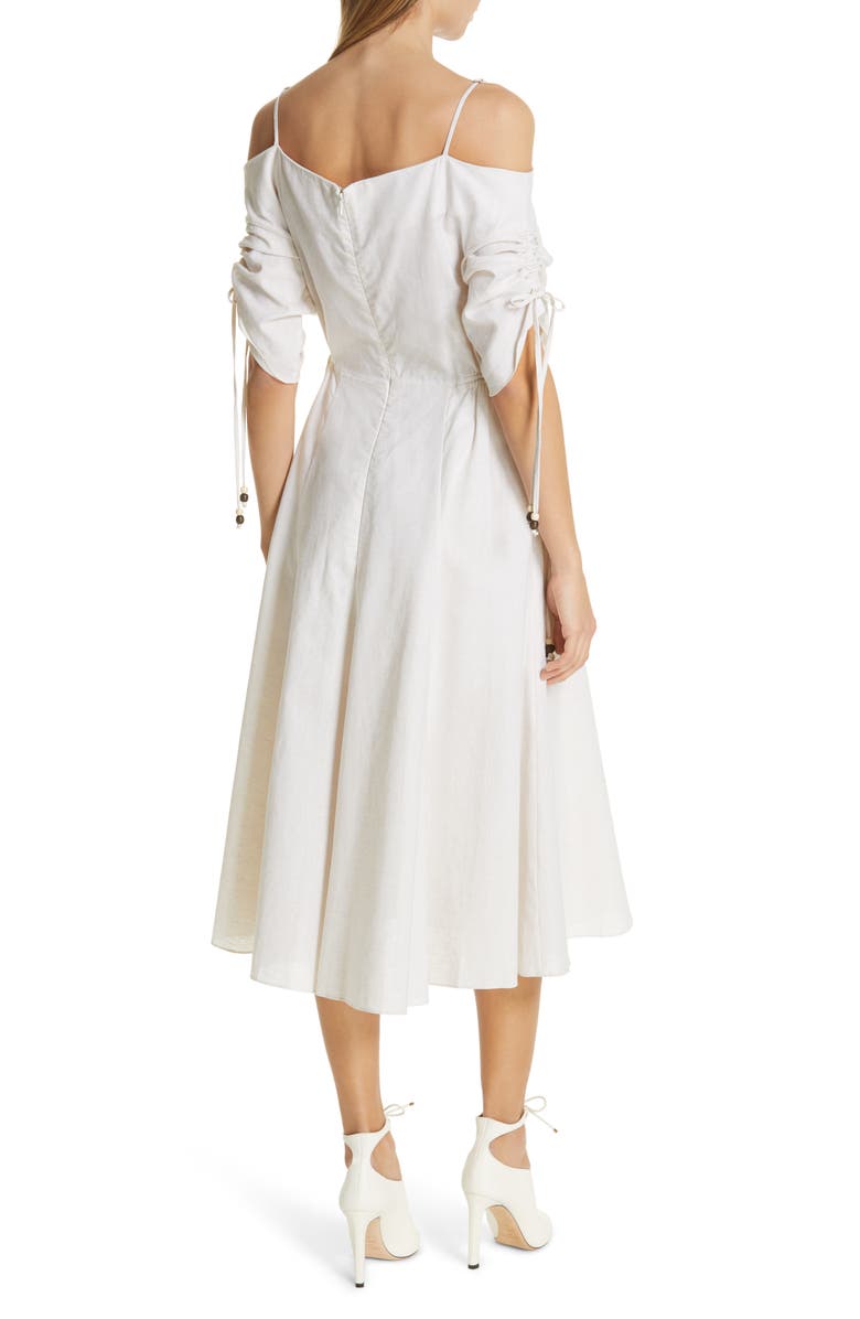 Simkhai Jonathan Simkhai Off the Shoulder Cotton & Linen Dress, Alternate, color, 
