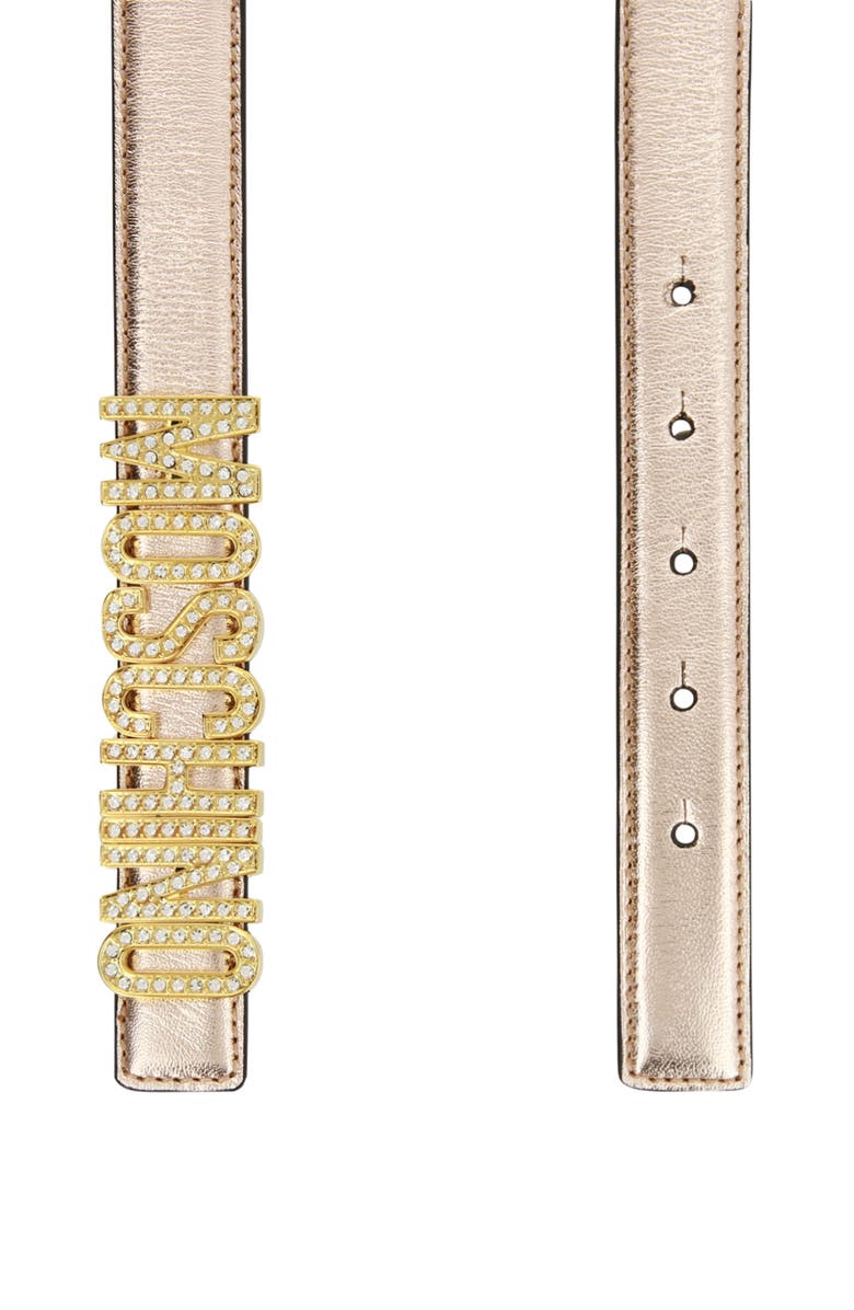 Moschino Logo Leather Belt, Alternate, color, 