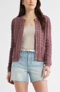 Caslon® Pointelle Stitch Cotton Cardigan
