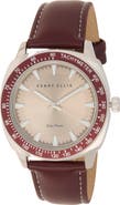 Perry Ellis Solar 3-Hand Quartz Faux Leather Strap Watch, 44mm