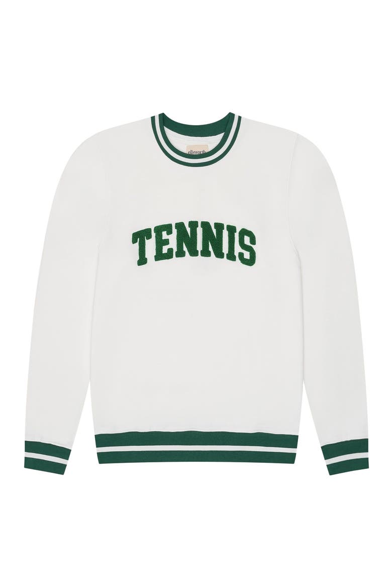 Elle Women's Sweatshirt Collegiate Tennis, Main, color, Ivory / Green