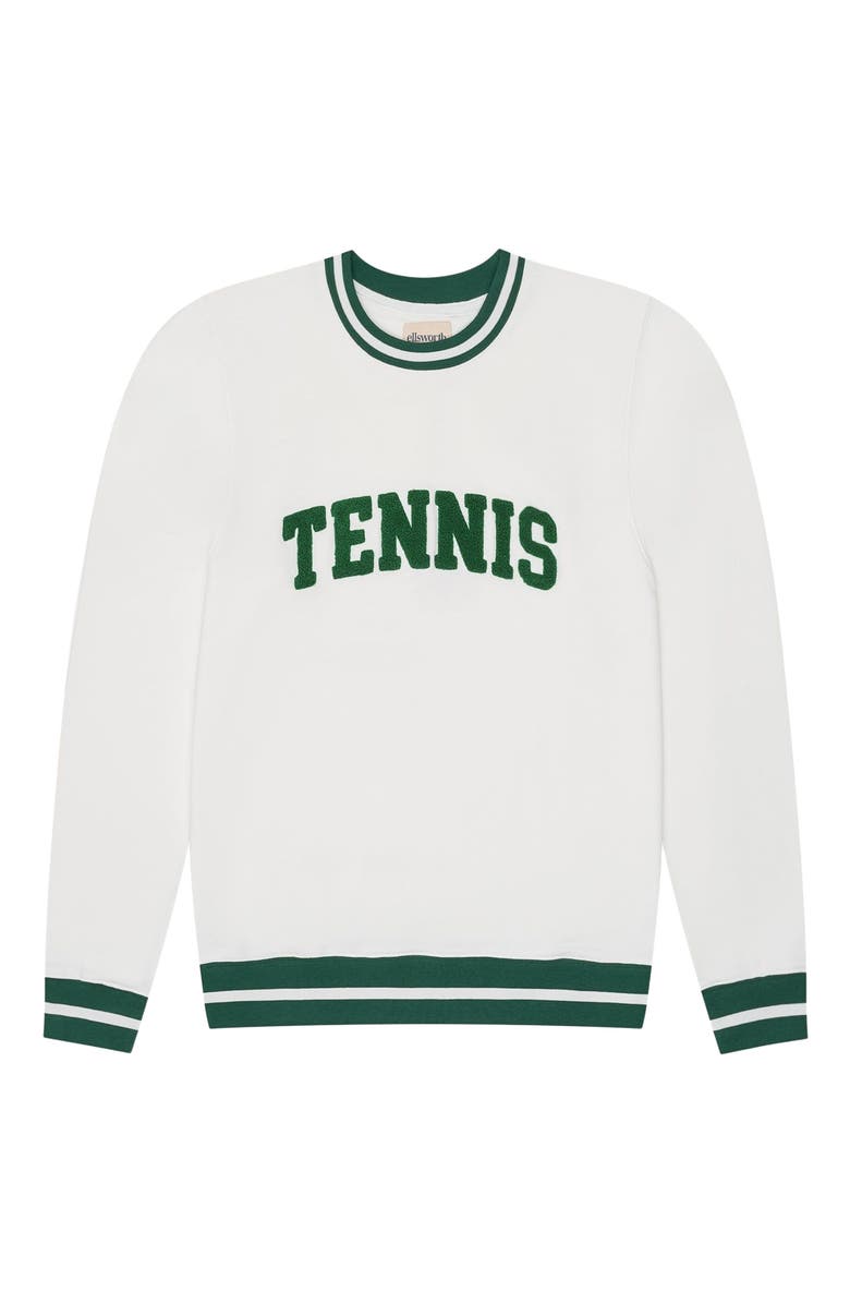 Ellsworth + Ivey Elle Women's Sweatshirt Collegiate Tennis, Main, color, Ivory / Green