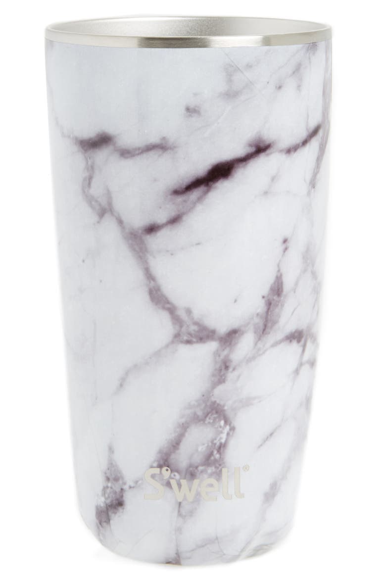 White Marble 18-Ounce Insulated Tumbler, Main, color, WHITE MARBLE