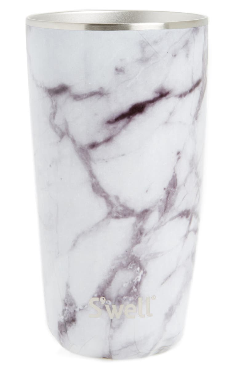 S'well White Marble 18-Ounce Insulated Tumbler, Main, color, 
