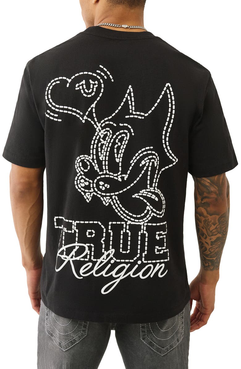 True Religion Puff Cat Cotton Graphic T-Shirt, Alternate, color, Jet Black