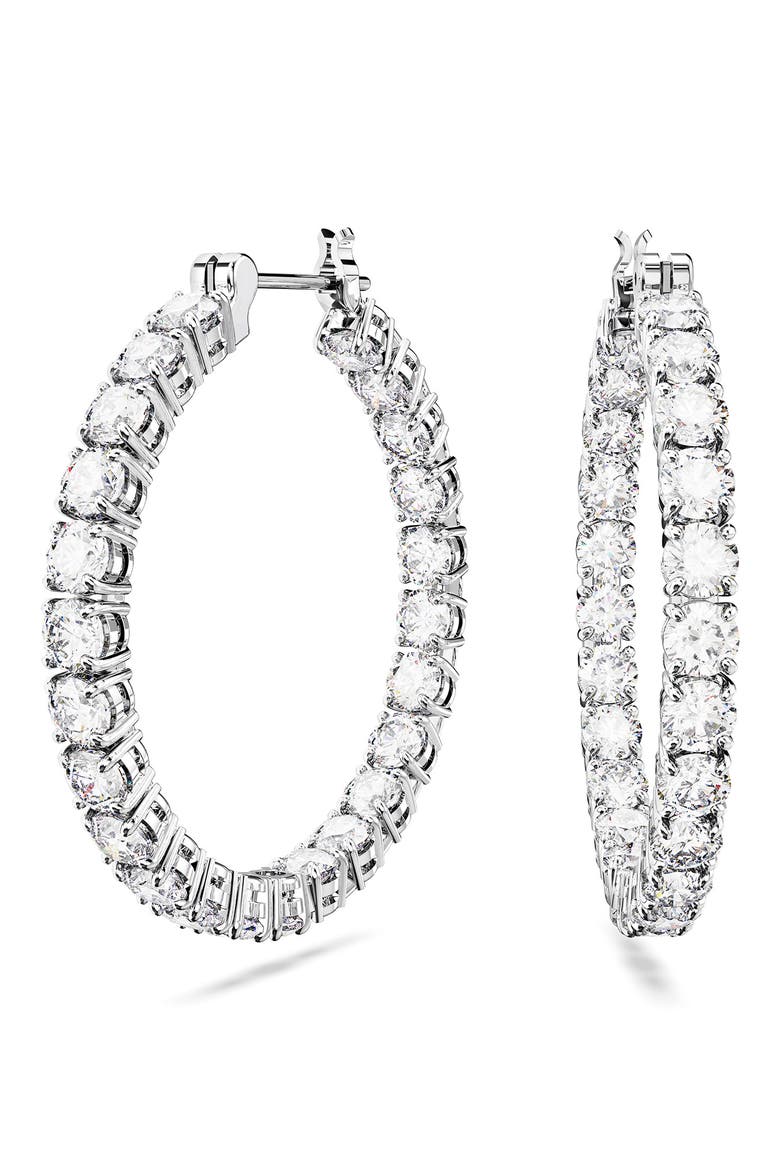 Matrix Tennis Hoop Earrings, Main, color, NO COLOR