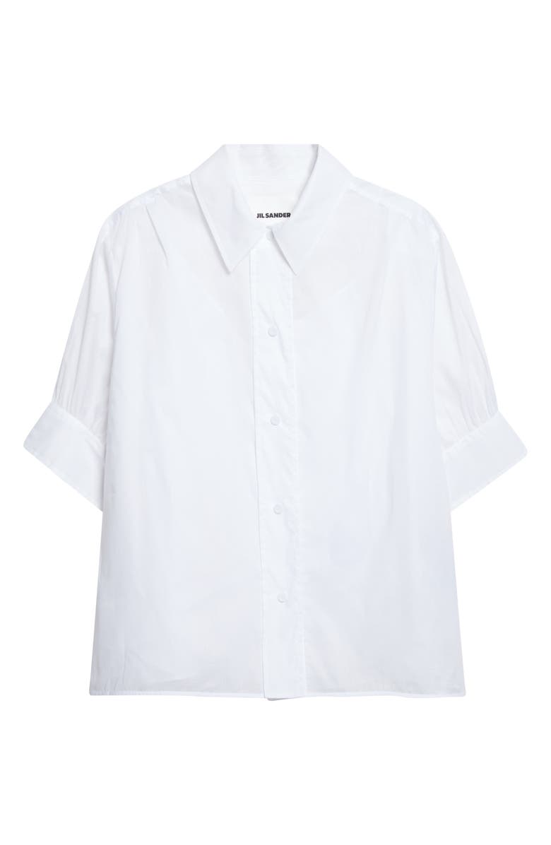 Jil Sander Boxy Puff Sleeve Cotton Poplin Button-Up Shirt, Alternate, color, Optic White