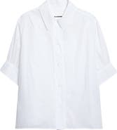 Jil Sander Boxy Puff Sleeve Cotton Poplin Button-Up Shirt
