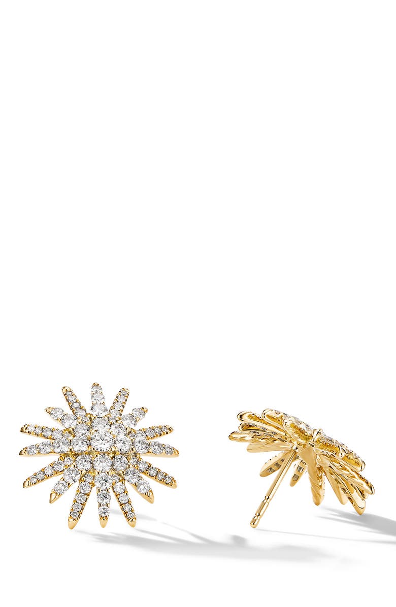 David Yurman Starburst Stud Earrings in 18K Yellow Gold with Pavé Diamonds, Alternate, color, Diamond