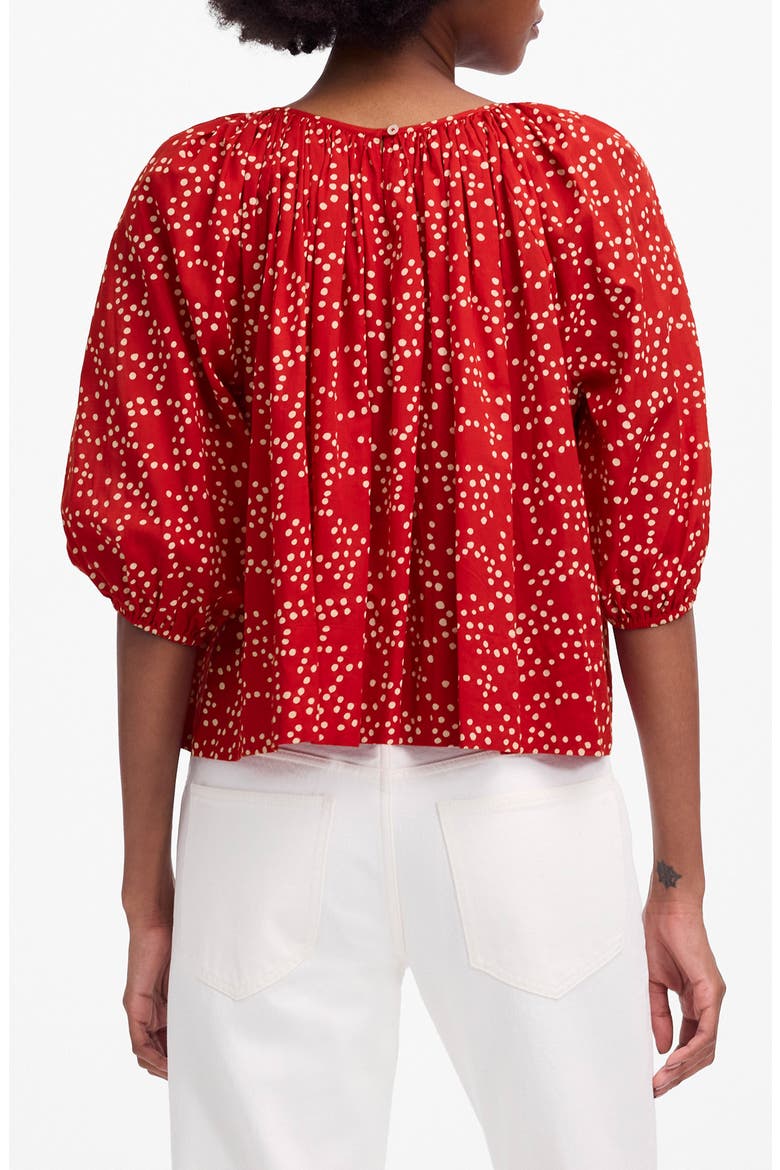 Shirred Puff-Sleeve Top, Alternate, color, FESTIVAL RED