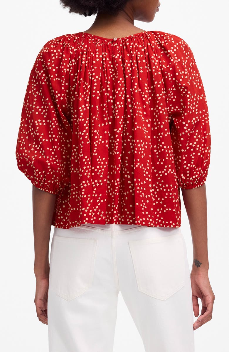 Madewell Shirred Puff-Sleeve Top, Alternate, color, Festival Red
