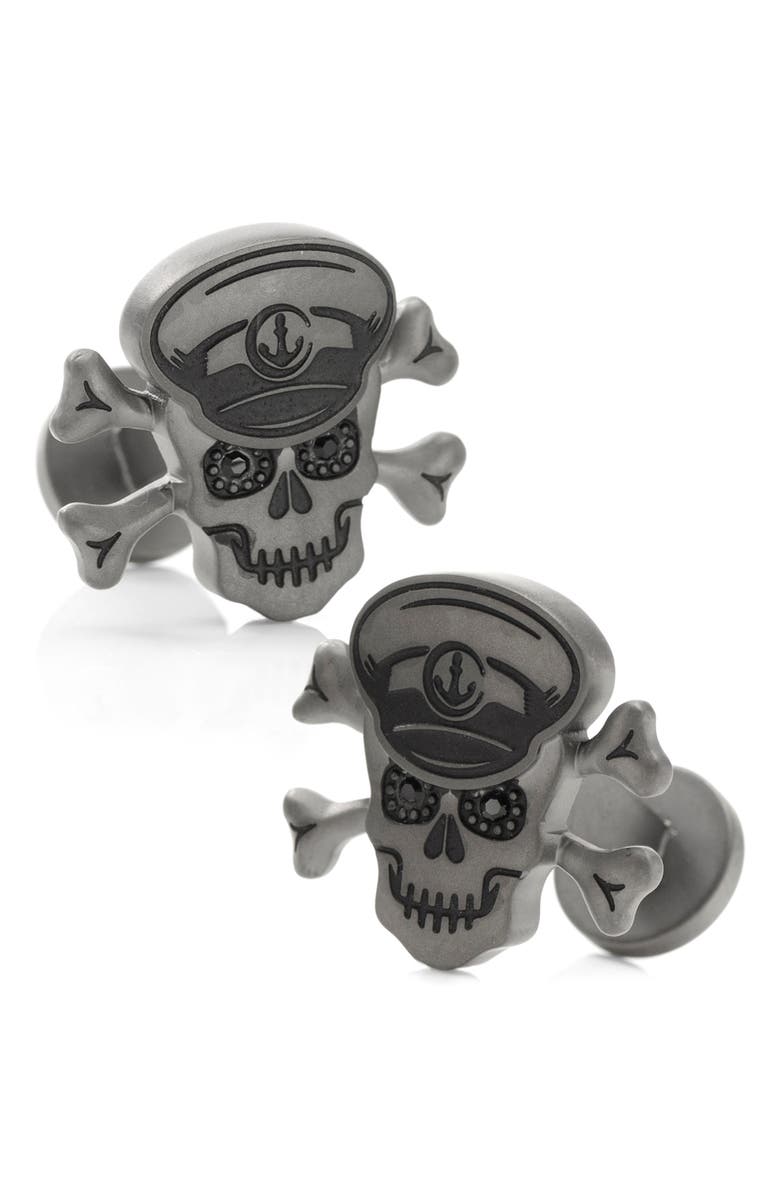 Cufflinks, Inc. Hold Fast Skull & Bones Cuff Links, Main, color, Gunmetal