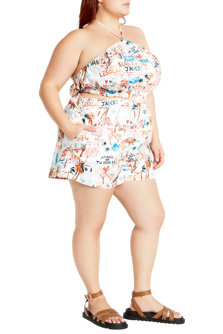 Almay Halter Romper, Alternate, color, ORANGE POSTACRDS