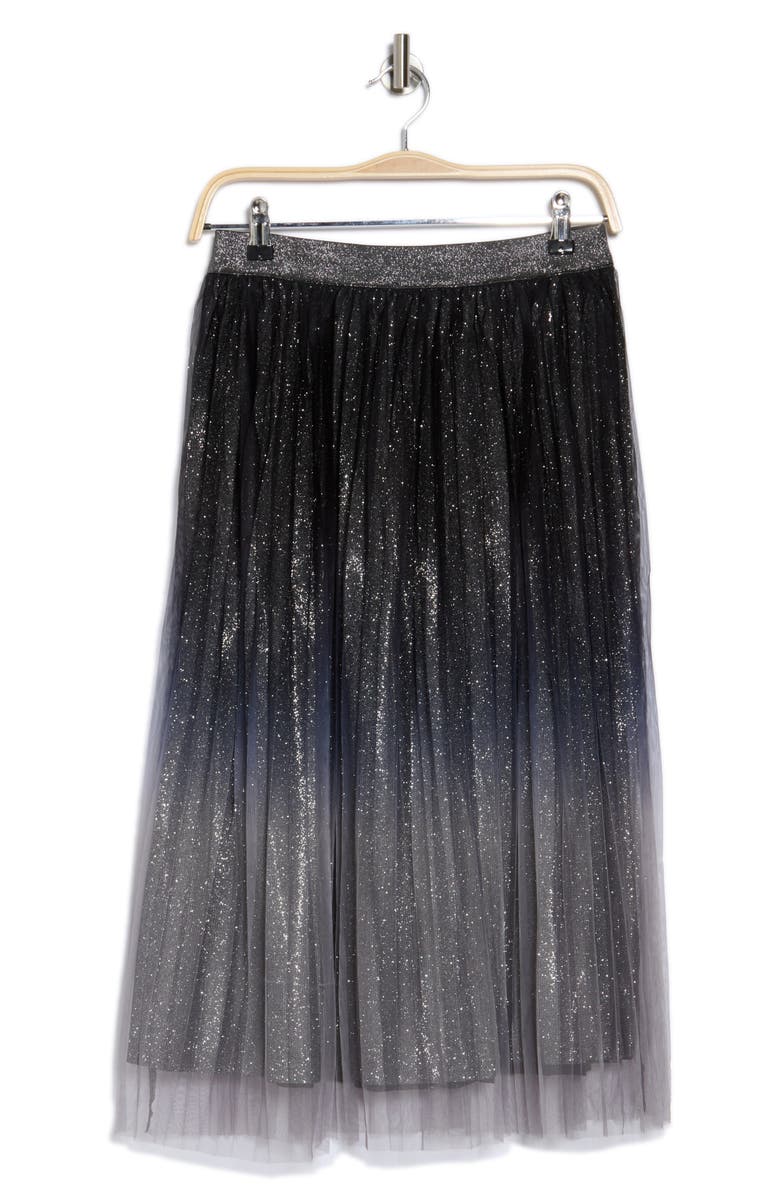 ICHI Ombré Pleated Skirt, Alternate, color, Black