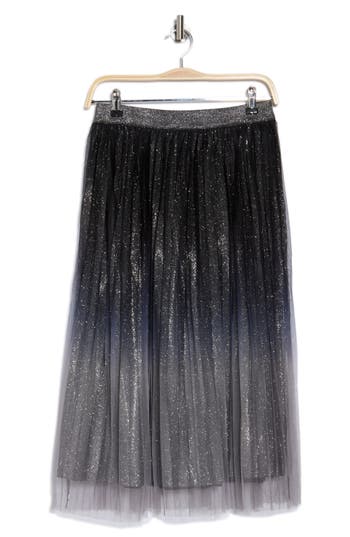 Ichi Ombré Pleated Skirt In Black
