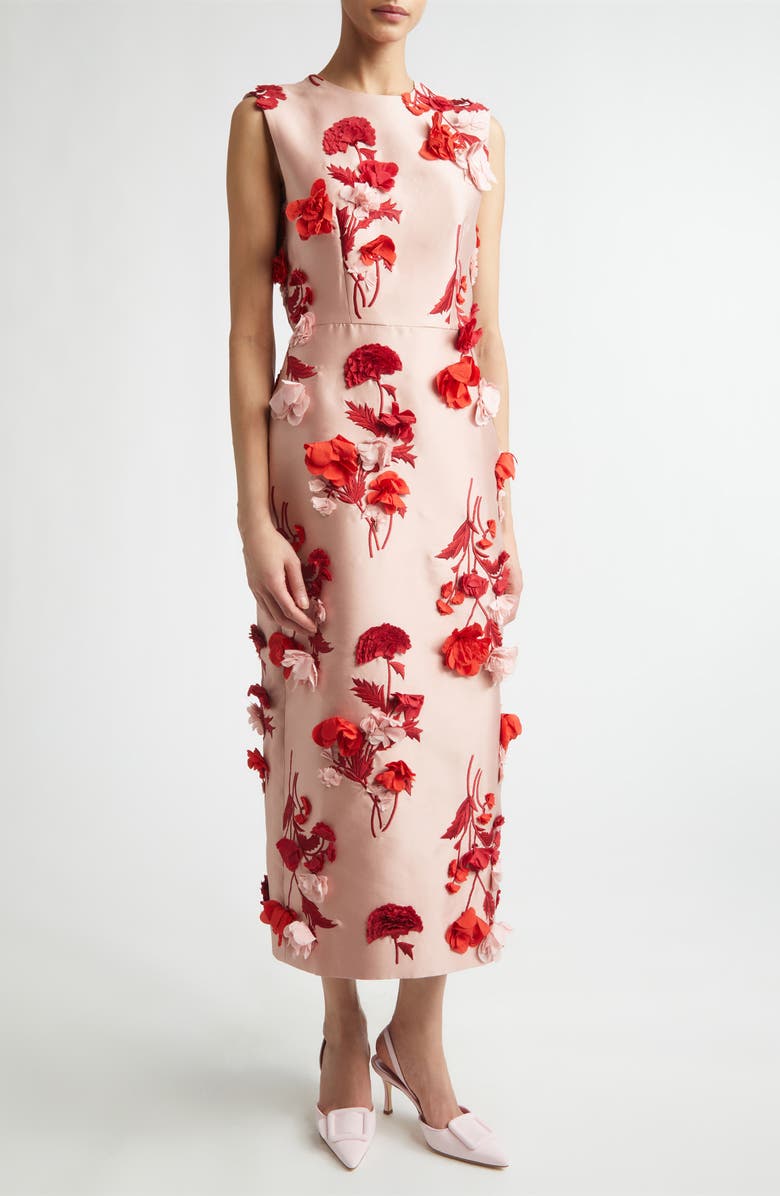 Erdem 3D Floral Appliqué Mikado Gown, Main, color, Blush