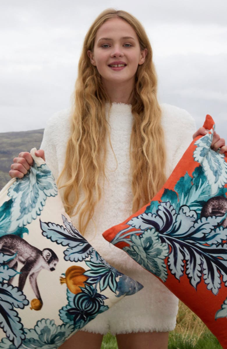 Sunday Citizen Damasc Monkey Throw Pillow, Alternate, color, 