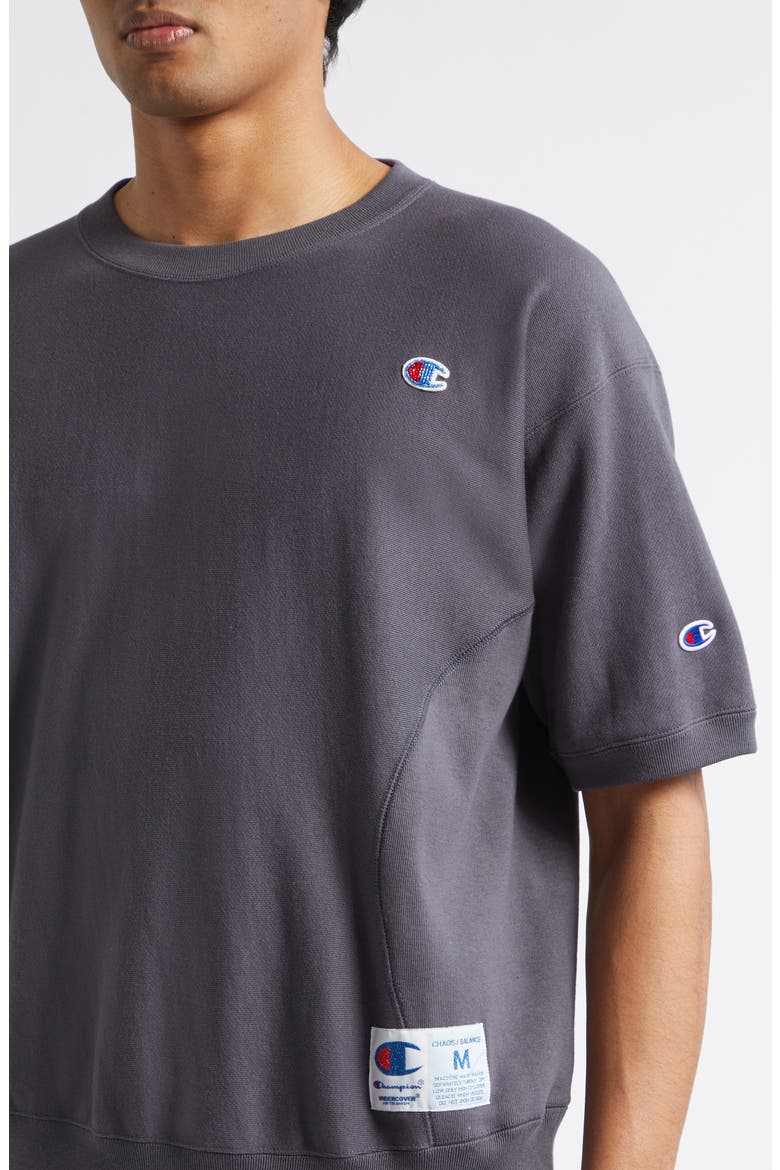 x Champion Short Sleeve Cotton Fleece Sweatshirt, Alternate, color, GRAY PURPLE