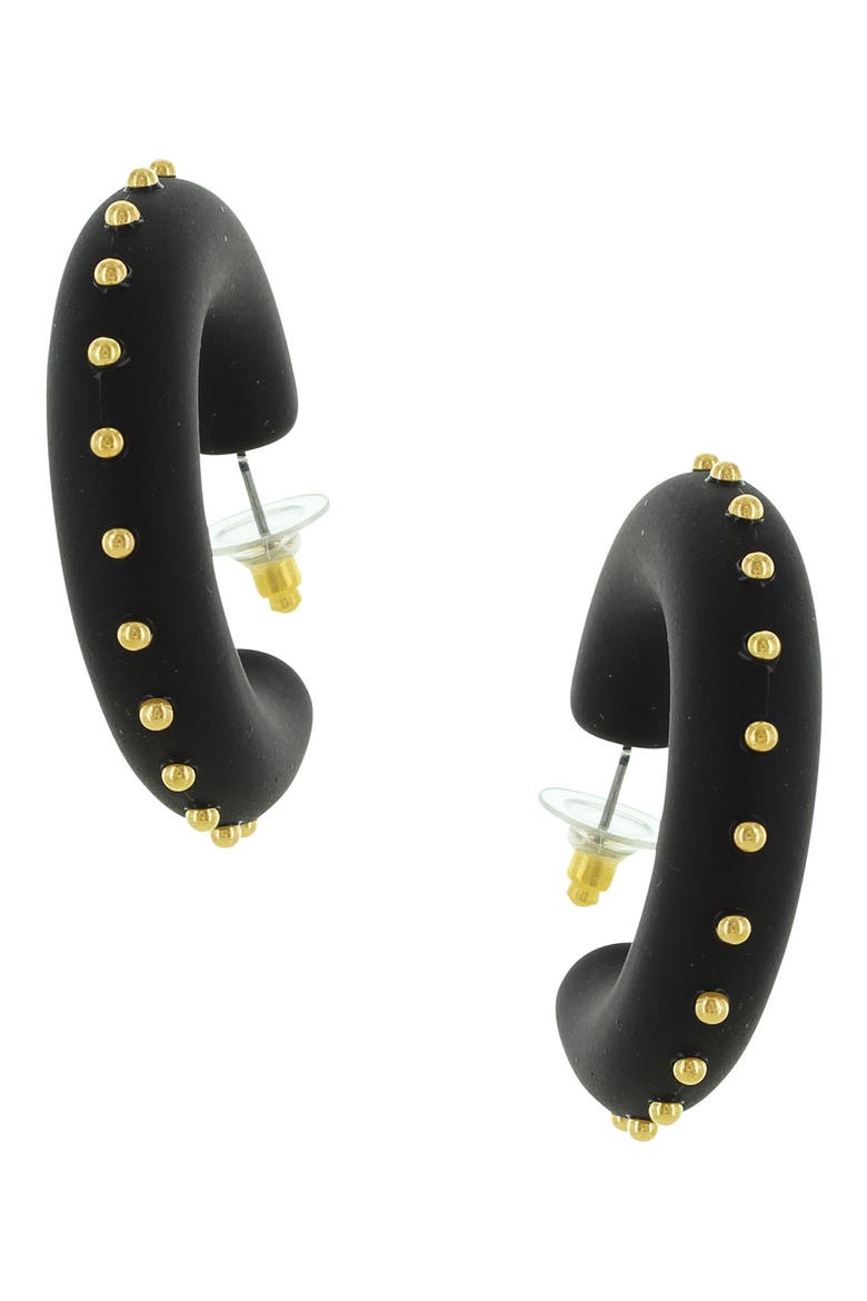 Noel Studded Hoop Earrings, Main, color, GOLD / BLACK